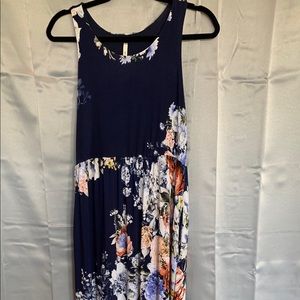 Jenny Boston Navy Floral Maxi Dress w/ pockets